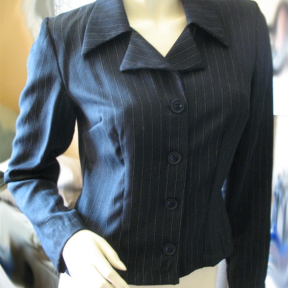 Vintage All That Jazz 90s Pinstripe Blazer Jacket Preppy Academia Corpcore Chic - Picture 3 of 5